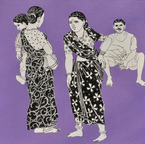 Courtyard Conversations in Purple